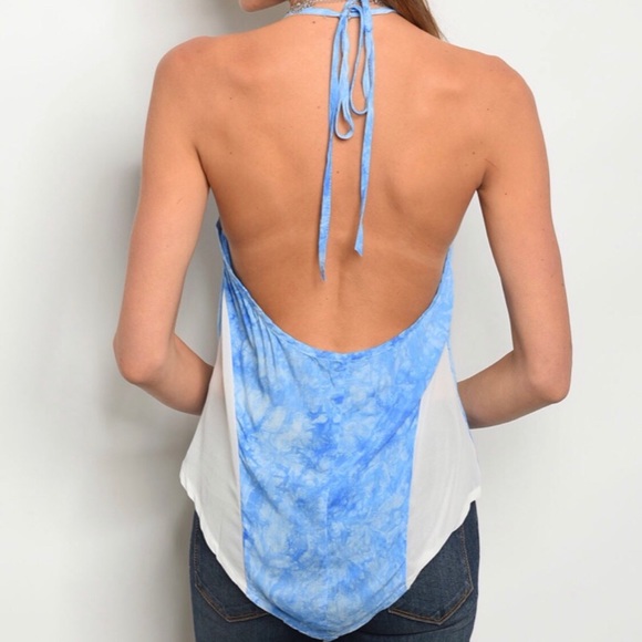 Blue Tie Dye Halter Top - Picture 7 of 11